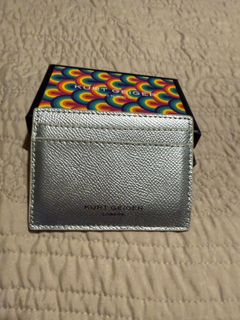 Kurt Geiger Silver Textured Card Case - Picture 3 of 5